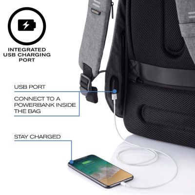 12. XD DESIGN DIEBSTAHLSICHERER RUCKSACK BOBBY HERO XL GRAU P/N: P705.712