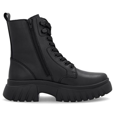 2. Schwarze Damen-Ankle-Boots aus Leder mit dicken Sohlen, Rieker W1870-02