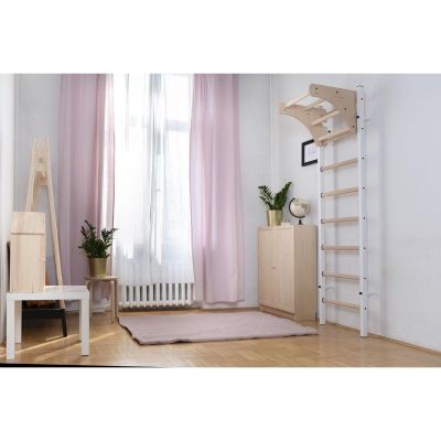 16. Turn-Wandbarren aus Holz und Metall mit 4 Griffen und passender Holzbank, 211 W
