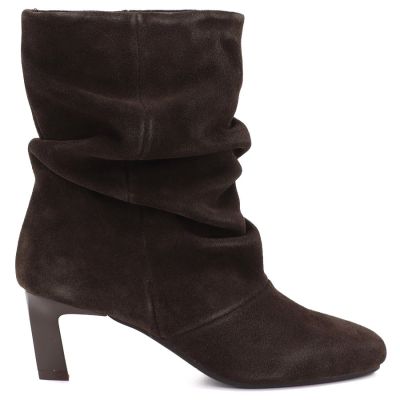 2. Damen-Lederstiefeletten mit gerafftem Schaft, schokoladenbraun Potocki JE19496