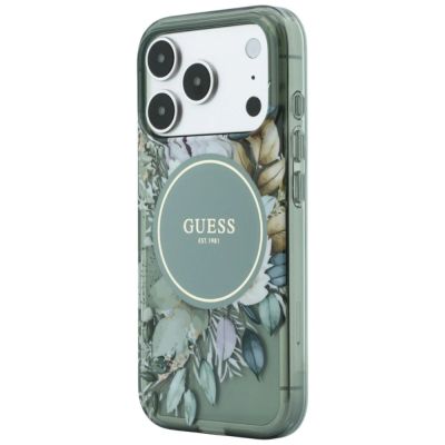 2. Guess IML Flowers Pearl Strap MagSafe Hülle für iPhone 18 Pro Max / 17 Pro Max – grün
