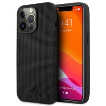 Mercedes Lederhülle mit Metall-Logo für iPhone 13 Pro / iPhone 13 – Schwarz