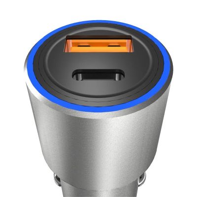2. Dudao USB / USB Autoladegerät Typ C Power Delivery Schnellladung 22,5 W Grau (R4PQ)