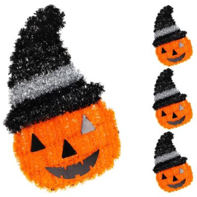 3. Dekorative Kürbisfigur 35 cm Halloween Weiß gestreift