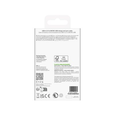 3. Puro 12W TPE USB-A - microUSB 2m Kabel - Schwarz