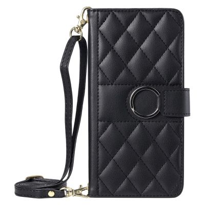 10. Samsung Galaxy A37 5G Leder-Wallet-Case mit Ständer und Schultergurt – Schwarz