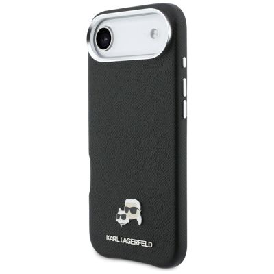 2. Karl Lagerfeld Karl & Choupette Head Pins Saffiano MagSafe Hülle für iPhone Air - Schwarz