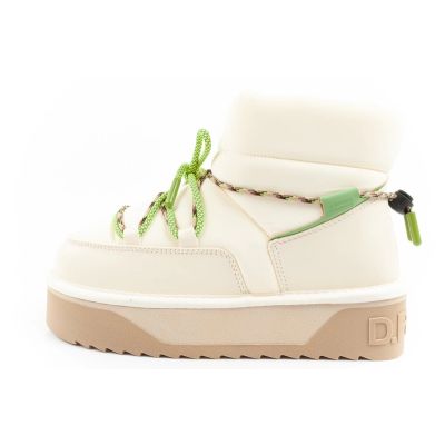 2. Damen Winter Schneestiefel D.Franklin modische Fell isolierte Stiefeletten Beige Grün