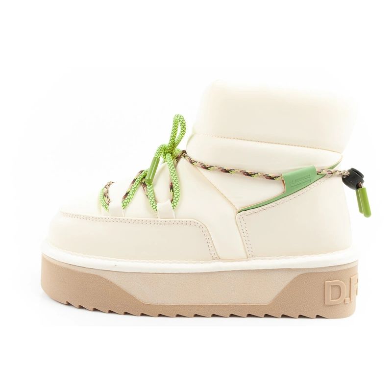 2. Damen Winter Schneestiefel D.Franklin modische Fell isolierte Stiefeletten Beige Grün