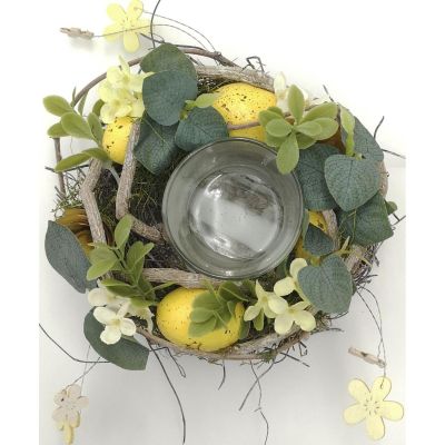 2. Dekorativer gelber Kerzenhalter 16 cm für Teelichter