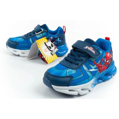 8. Leomil Kinder-Sportschuhe Spiderman-Sneaker, leicht, mit Klettverschluss, blaue LED-Beleuchtung