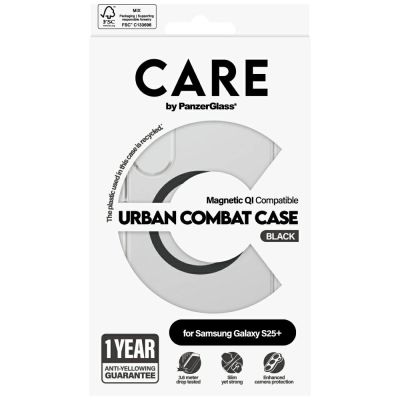 4. CARE by PanzerGlass Flagship Urban Combat Black QI-Hülle für Samsung Galaxy S25+ - Transparent