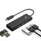 9. Orico PAPW3AT-C3 USB-Hub mit 4 Anschlüssen (3x USB-A 3.0) und microSD/SD-Kartenleser, 1 m Kabel – Schwarz