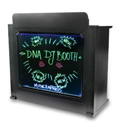 9. DJ BOOTH BK – DJ-Pulttisch, RGB-LED-beleuchtete Tafel, Fernbedienung, Stifte, Abdeckung