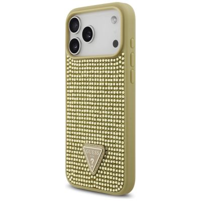 2. Guess Strass Dreieck Logo Hülle für iPhone 17 Pro Max - Gold