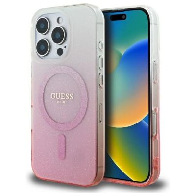 Guess IML Glitter Gradient MagSafe-Hülle für iPhone 16 Pro Max – Rosa