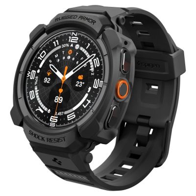 Spigen Rugged Armor Pro Schutzhülle und Armband für Samsung Galaxy Watch Ultra 2 2026 47 mm – Mattschwarz