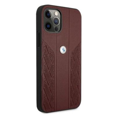 4. BMW Leather Curve Perforate Case für iPhone 12 / iPhone 12 Pro – Rot