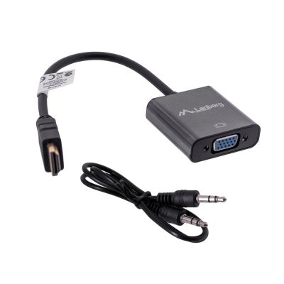 Lanberg AD-0017-BK Adapter (HDMI M - D-Sub (VGA) F; 0,20 m; schwarze Farbe)