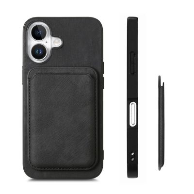 5. iPhone 17 Hülle aus Kunstleder mit abnehmbarem, MagSafe-kompatiblem Kartenhalter – Schwarz