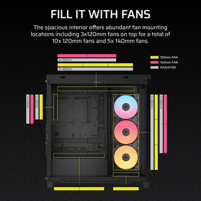 3. Corsair FRAME 4500X RS-R ARGB Midi-Tower-Gehäuse mit Seitenwand aus gehärtetem Glas, Schwarz