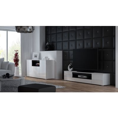 4. TV-Schrank VIVA 180 weiß/glänzend weiß+schwarz
