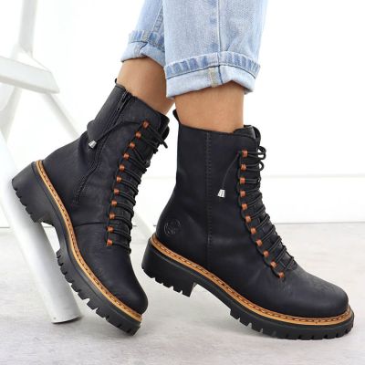 5. Damen-Winterstiefel im Worker-Stil, schwarz, Rieker 72653-00