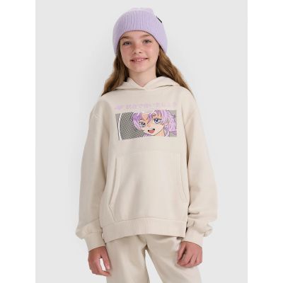 Mädchen-Sweatshirt mit Kapuze, offen, 4F 4FJRAW25TSWSF2294-11S