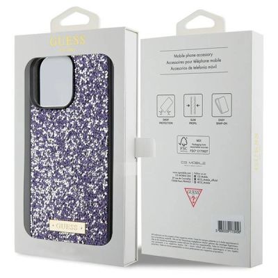 8. Guess Rhinestone Metal Logo Hülle für iPhone 15 Pro – Rosa