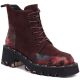 Damen-Lederstiefeletten mit Blumen, bordeauxrot, Artiker 59C0248