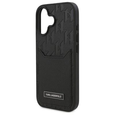 6. Karl Lagerfeld Cardslots Monogram Hülle für iPhone 16 – Schwarz