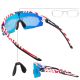 2. Rockbros Polarisierte Fahrradbrille mit UV-Schutz und Korrektureinsatz, blaue Gläser, USA-Muster, Weiß