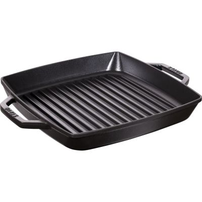 STAUB Quadratische Grillpfanne aus Gusseisen mit zwei Griffen 40511-683-0 - Schwarz 28 cm