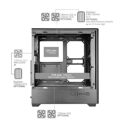 9. TACENS MARS MC-QUANTUM 3xFDB120+1xARGB120 USB-C ATX-Gehäuse