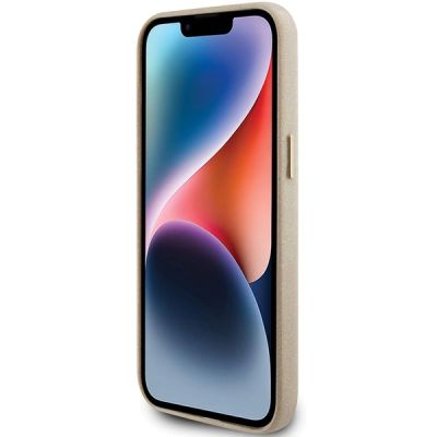 5. Guess Glitter Glossy Script Hülle für iPhone 15 Pro Max – Gold
