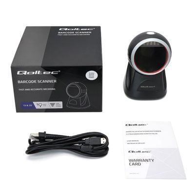 8. Qoltec Stationärer Präzisions-Barcode- und QR-Code-Scanner (1D | 2D)