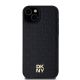 3. DKNY MagSafe-Hülle aus Leder mit Monogrammmuster und Metalllogo für iPhone 15 Plus / 14 Plus – Schwarz