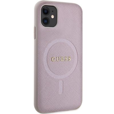4. Guess GUHMN61PSAHMCP Hülle für iPhone 11 / Xr – rosa Saffiano MagSafe