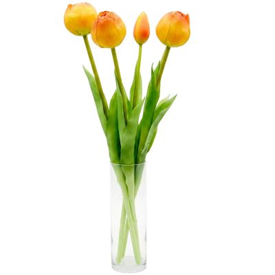 2. Strauß aus 5 orangefarbenen Pfingstrosen-Tulpen, 39 cm, naturgetreue Frühlingsdekoration