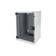 8. Wandmontierter Netzwerkschrank 10" 9U Rack 312x300, Glastür, grau, ungeteilt, montiert, 30 kg
