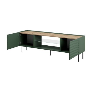3. TV-Schrank mit elektrischem Kamin ONDA 180,5x40xH58,39 grün (stehend oder hängend)