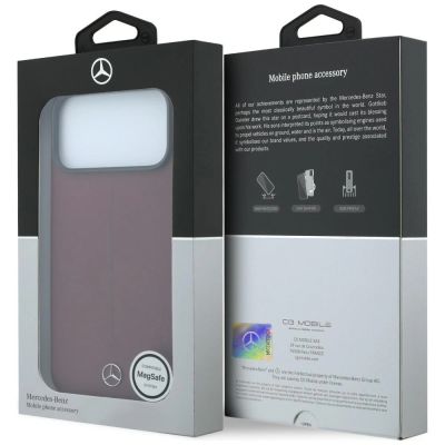 8. Mercedes Leder-Halbhülle mit ikonischer MagSafe-Linie für iPhone 18 Pro / 17 Pro – Burgunderrot