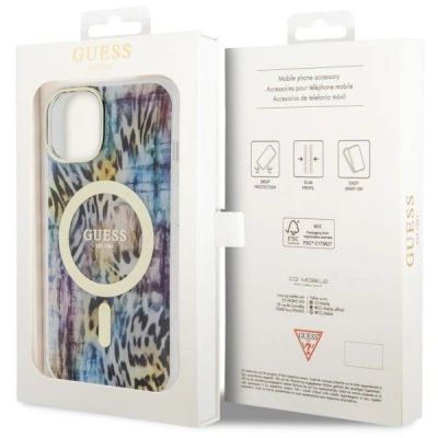 8. Guess Leopard MagSafe-Hülle für iPhone 14 – blau