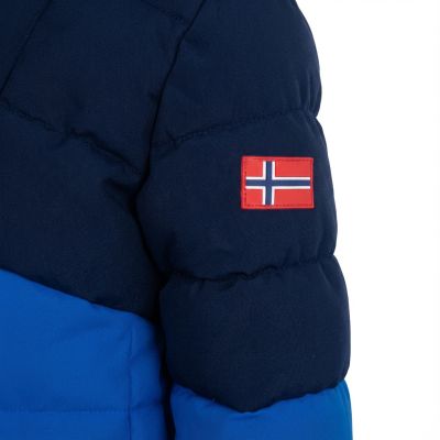 3. Trollkids Kinder Gryllefjord Wasserdichte Winterjacke mit Kapuze, Blau/Marineblau (365-100)