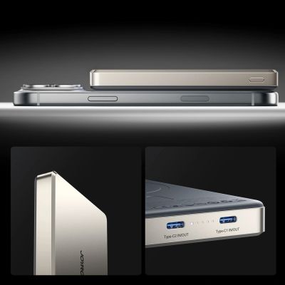 26. Joyroom JR-PBM08 Pro Powerbank 22,5 W 10000 mAh mit kabelloser Ladefunktion und 2x USB-C-Anschlüssen – Titan