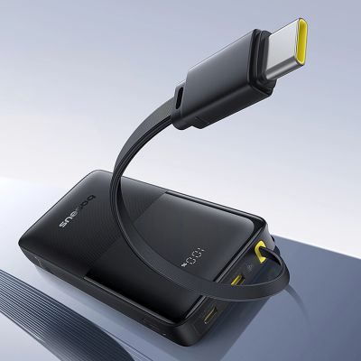 12. Baseus Bipow 2 10000mAh 20W Powerbank mit Digitalanzeige und integriertem USB-C-Kabel – Schwarz