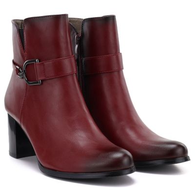 4. Gefütterte Damen-Ankle-Boots mit Blockabsatz, rot, M.Daszyński SA125-32