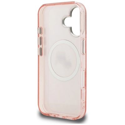 7. Karl Lagerfeld IML Glitter Karl & Choupette Heads Logo MagSafe iPhone 16 Hülle - Pink