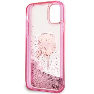 6. Karl Lagerfeld Glitzer-Hülle mit Karl-Kopf-Motiv für iPhone 11/XR – Pink