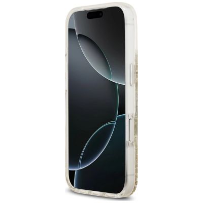 5. Guess MagSafe Hülle mit Harzboden und Glitzer für iPhone 18 Pro / 17 Pro – Gold